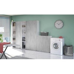 MULTIUSOS Armoire haute 1 porte gris et blanc