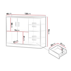 Nicol NA08 Commode 4 tiroirs et 2 portes bois et blanc