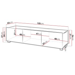 Meuble TV 150 cm CALABRI avec ouverture sans poignée