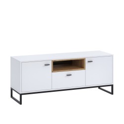 OLER - Meuble TV, Panneau stratifié, Noir/Bois 135 cm