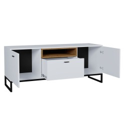 OLER - Meuble TV, Panneau stratifié, Noir/Bois 135 cm