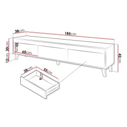 Meuble TV NORI 185 cm style industriel loft