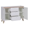 Commode NAVI 135 cm style scandinave couleur bois et blanc