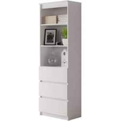 Etagère bibliothèque HARVA 60 cm 3 tiroirs blanc