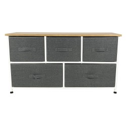 INILA - Meuble rangement commode 5 tiroirs boite tissu 100 cm GRIS