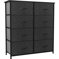 INILO - Meuble rangement commode 8 tiroirs boite tissu 80 cm NOIR