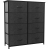 INILO - Meuble rangement commode 8 tiroirs boite tissu 80 cm NOIR