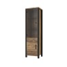 Vitrine industrielle 2 portes OLIN couleur noir et bois style loft