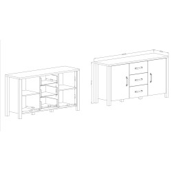 Commode industrielle 2 portes 3 tiroirs OLIN