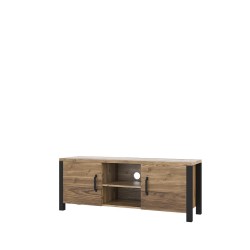 Meuble TV industrielle OLIN couleur noir et bois 147 cm