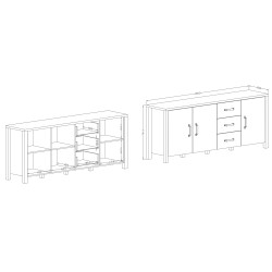 Commode industrielle 3 portes 3 tiroirs OLIN 192 cm