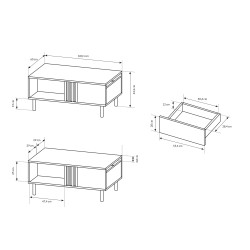 Table basse industrielle MADISI avec 1 tiroir