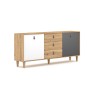 Commode basse BOLANIA 180 cm 2 porte 3 tiroirs style naturel