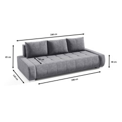 Canapé convertible 3 places SELUTI en tissu beige ou gris