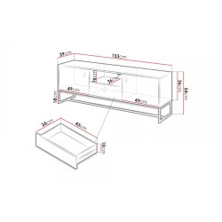 Meuble TV industriel DARK de 153 cm 