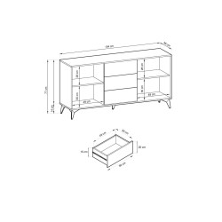 Buffet 2 portes 154 cm DIOMO / KARA Chêne et noir