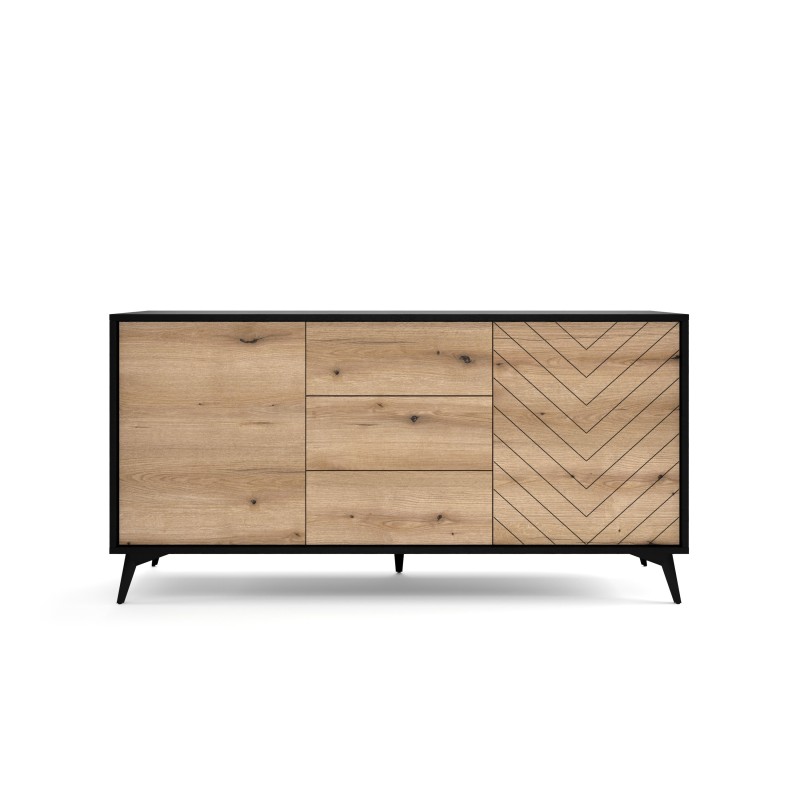 Buffet 2 portes 154 cm DIOMO / KARA Chêne et noir