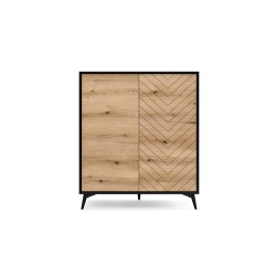 Buffet haut 2 portes 104 cm DIOMO Chêne et noir