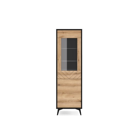 Vitrine haut 2 portes 54 cm DIOMO Chêne et noir