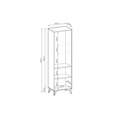 Vitrine haut 2 portes 54 cm DIOMO Chêne et noir