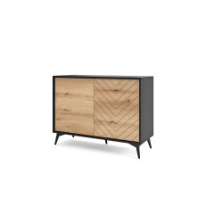 Buffet 2 portes 110 cm DIOMO Chêne et noir