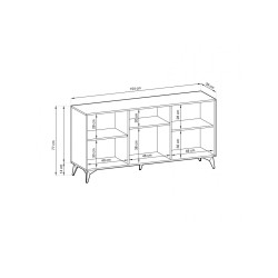 Commode 3 portes 154 cm DIOMO Chêne et noir