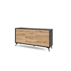 Commode 3 portes 154 cm DIOMO Chêne et noir