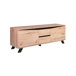 Meuble TV VINSI 160 cm style industriel avec pieds en bois noir