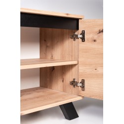 Meuble TV VINSI 160 cm style industriel avec pieds en bois noir