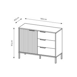 Commode RAVIA 103 cm avec tiroirs beige