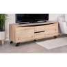 Meuble TV VINSI 160 cm style industriel avec pieds en bois noir