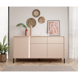 Commode Dastia 153 cm 3 portes 2 tiroirs couleur beige