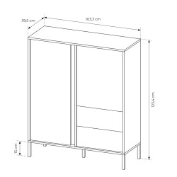 Commode haute Dastia 103 cm beige2 portes 2 tiroirs