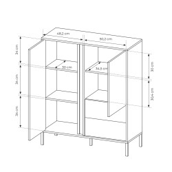 Commode haute Dastia 103 cm beige2 portes 2 tiroirs