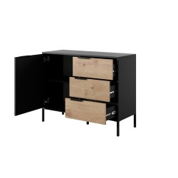 Commode RAVIA 103 cm avec tiroirs noire style industrielle