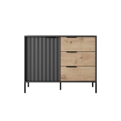 Commode RAVIA 103 cm avec tiroirs noire style industrielle