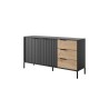 Commode RAVIA 153 cm 2 portes 3 tiroirs noire style industriel