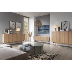 commode buffet boho 144 cm couleur bois naturel