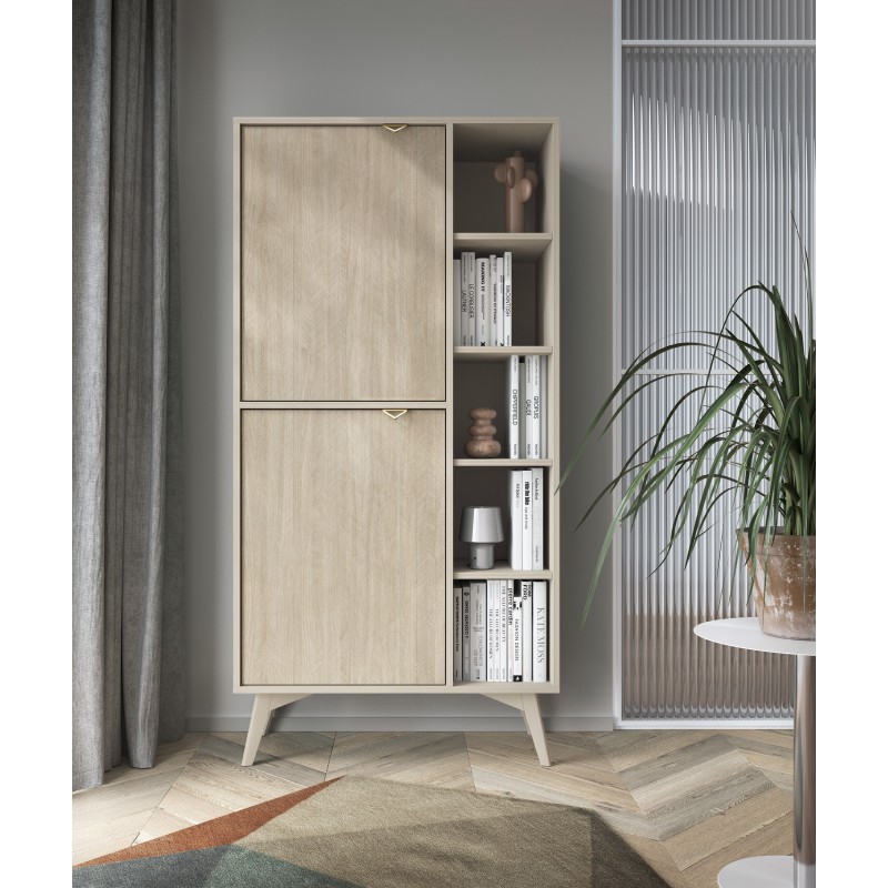 meuble vitrine haute couleur beige ou eucalyptus vert