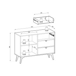 Commode de 106 cm Forest 1 porte 3 tiroirs