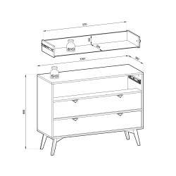 Commode de 106 cm Forest 3 tiroirs