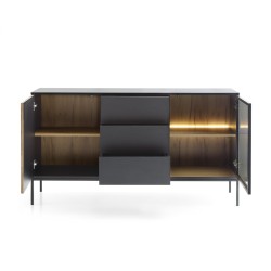 Commode Sento 154 cm avec tiroirs style industriel avec LED