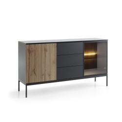 Commode Sento 154 cm avec tiroirs style industriel avec LED