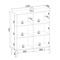 Commode Sento haute 104 cm style industriel avec LED