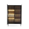 Vitrine Sento haute 104 cm 2 portes 1 tiroir style industriel avec LED