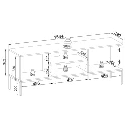 Meuble TV Sento 154 cm style industriel avec LED