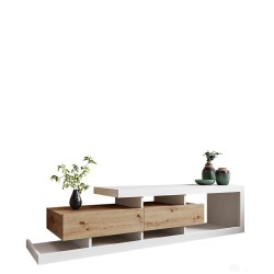 Meuble design TV TUSANA couleur bois et blanc