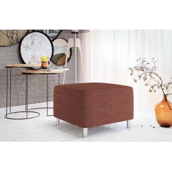 Pouf DOVI rembourré moderne en velours côtelé beige, gris, terracotta