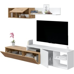 Ensemble meuble TV JULIA 220 cm style scandinave réversible