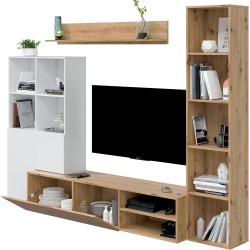 Ensemble meuble TV bibliothèque et étagère LIRIA style scandinave